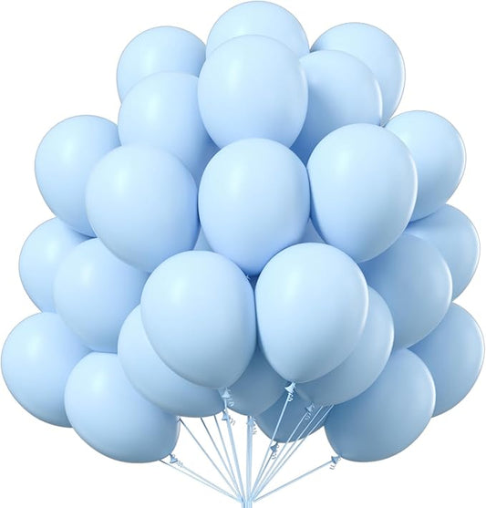 PartyWoo Baby Blue Balloons 101pcs 12 Inch Light Pastel Sky Aqua Blue Balloons for Graduation Baby Shower Gender Reveal Weddings Easter Birthday Bachelorette Anniversary Party Decorations Blue-Q13