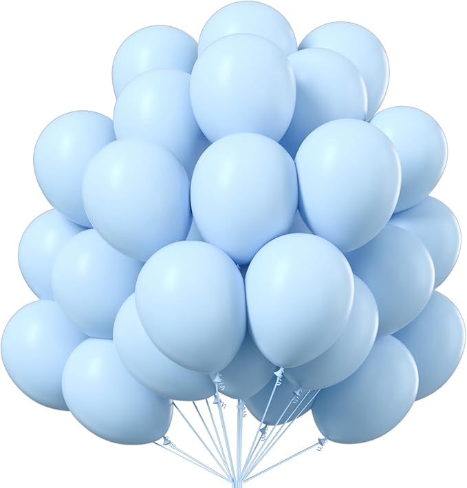 PartyWoo Baby Blue Balloons 100pcs 12 Inch Light Pastel Sky Aqua Blue Balloons for Graduation Baby Shower Gender Reveal Weddings Easter Birthday Bachelorette Anniversary Party Decorations Blue-Q13