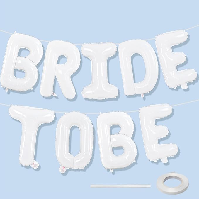 40 Inch White BRIDE TO BE Bachelorette Balloons, Big Foil Balloons Bridal Shower Party Decorations, Large BRIDE TO BE Mylar Balloon Letter Banner for Engagement Sign Wedding Hen Party Decor