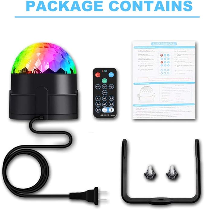 Party Disco Ball Dj Dance Lights Disco Strobe Rave Sound Activated Projector Effect Stage Light Remote Control for Birthday Xmas Wedding Bar Kids Christmas Glow Party