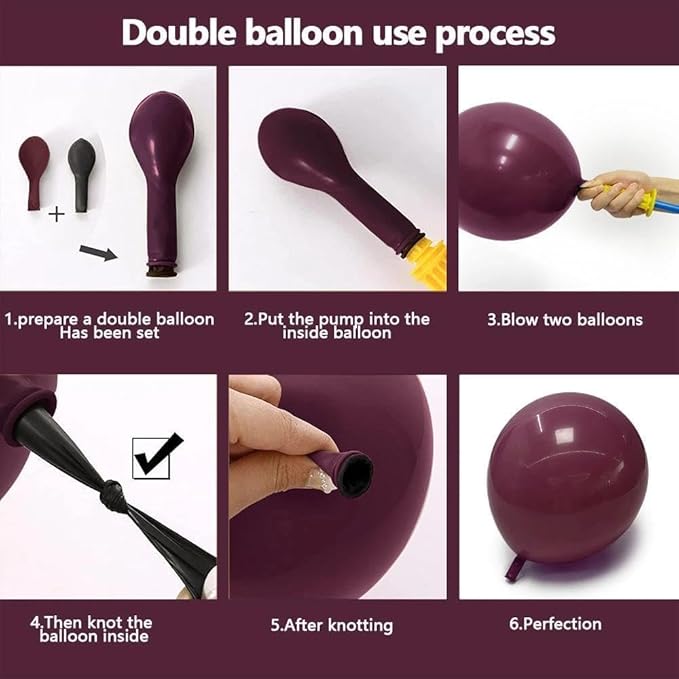 Dark Purple White Balloon Arch Kit, Double Stuffed Plum Burgundy Pearl White Sand Gold Balloon Garland with Clear Bobo Latex for Birthday Baby Shower Bridal Wedding Fall Christmas Party Decoration