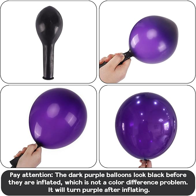 Purple Balloons 12 Inch, 100 Pack Dark Matte Royal Latex Balloons for Arch Deep Party Helium Decorations - Wednesday Birthday Halloween Graduation