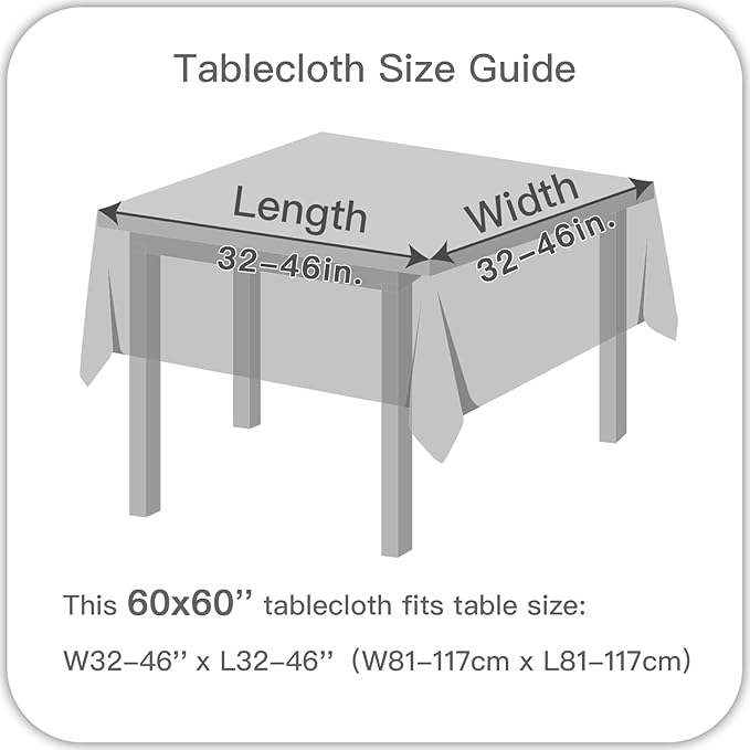 maxmill Fall Tablecloth Waterproof Spillproof Wrinkle Resistant Soft Weaved Texture Table Cloth for Harvest Thanksgiving Dinner and Party Indoor and Outdoor Use, Square 60 x 60 Inch, Amber