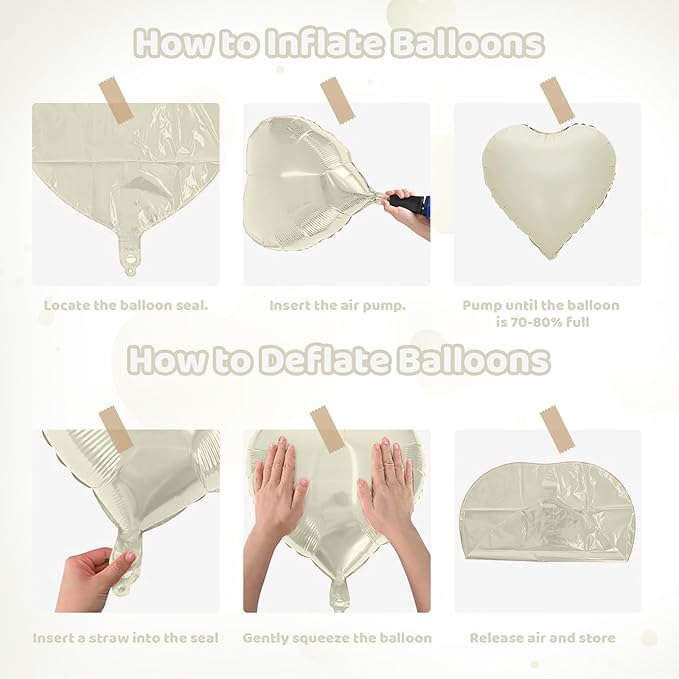 Brown Cream Heart Balloons, Heart Shaped Ballons, 20 Pcs 5/10/18 inch Apricot Beige Coffee Foil Love Balloons for Valentine's Day Wedding Engagement Bridal Showers Anniversary Celebrations