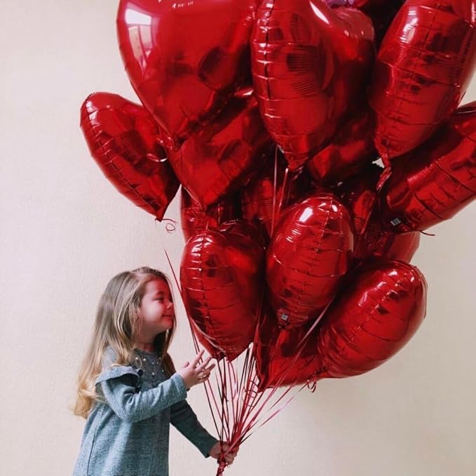 20 pcs Red Heart Balloons, 18 inch Heart Shaped Balloon foil Love Balloon for Wedding Decoration Party Balloon Valentine Birthday