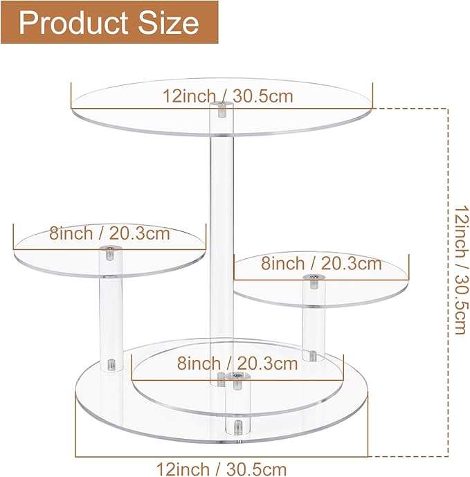 4 Tier Cupcake Stand, Acrylic Cupcake Tower Stands for 50 Cupcakes, Round Dessert Table Display Set Tiered Tray Stand, Clear Serving Tray Cake Stands for Party Wedding Birthday