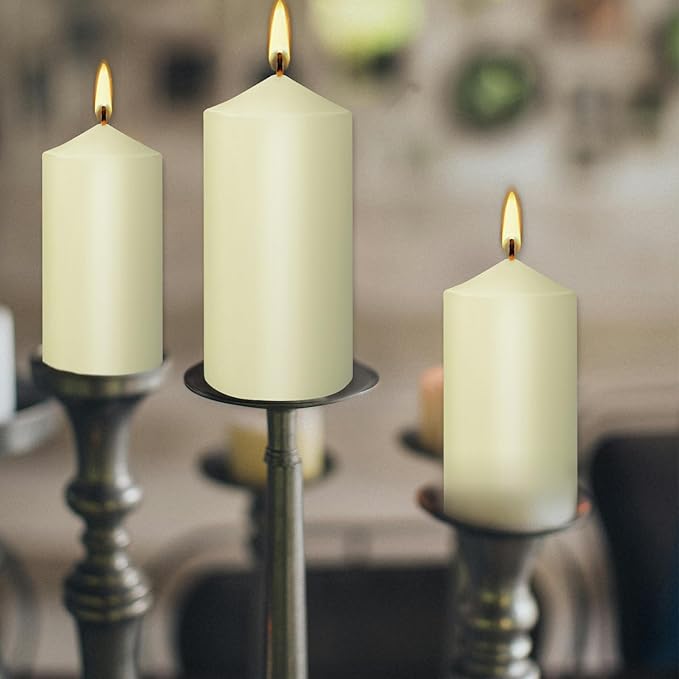 Set of 20| “2x4” Tall Ivory Pillar Candles, Unscented. Buy Bulk. Great for Home Decor, Weddings, Spas, Parties.