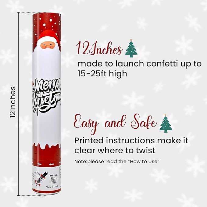 Party Poppers Snowflakes Confetti Cannon 12 Pack Christmas Confetti Popper 12 Inch Confetti Shooters Christmas Snowflakes Confetti Party Cannons Bulk for Decoration New Year Festival Holiday