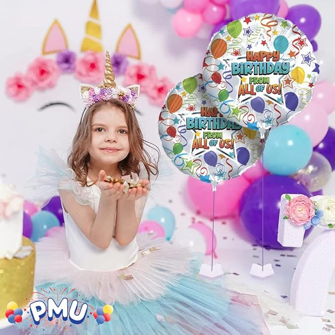 PMU Happy Birthday from All of Us 18 Inch Mylar-Foil Balloon Pkg/5