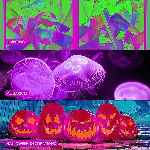 Black Lights 300W LED Flood Light with Plug(6ft Cable), IP66 Waterproof Black Lights for Party, Stage Lighting, Aquarium, Body Painting, Halloween, Neon Glow in The Dark (2 Pack)