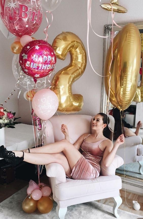 Gold Number 7 Balloon 40 Inch, 7th Birthday Party Decorations for Children, Giant 7 Foil Balloon for Party Supplies