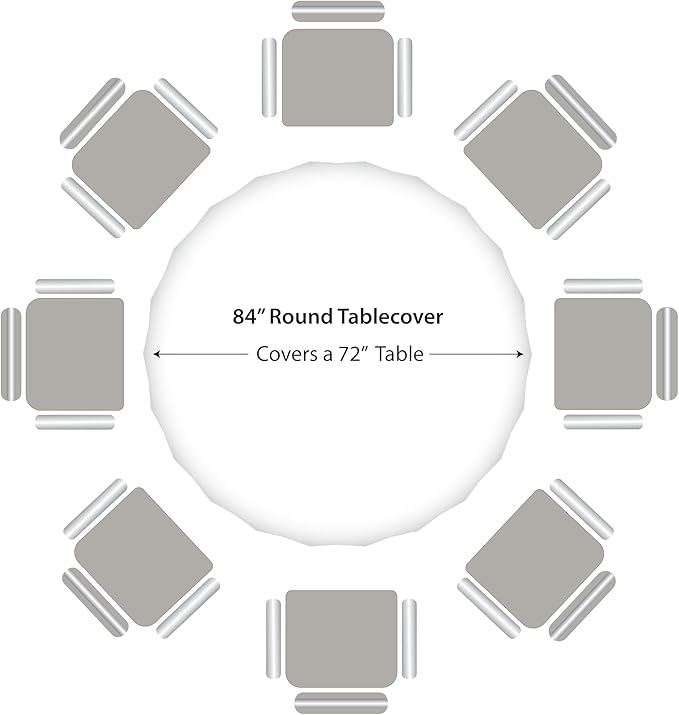 Party Dimensions White Disposable Plastic Tablecloth for Round Tables (12 Pack) 84 inches Table Cloths for Parties, Events & Weddings, Indoors & Outdoors, Plastic Table Cover