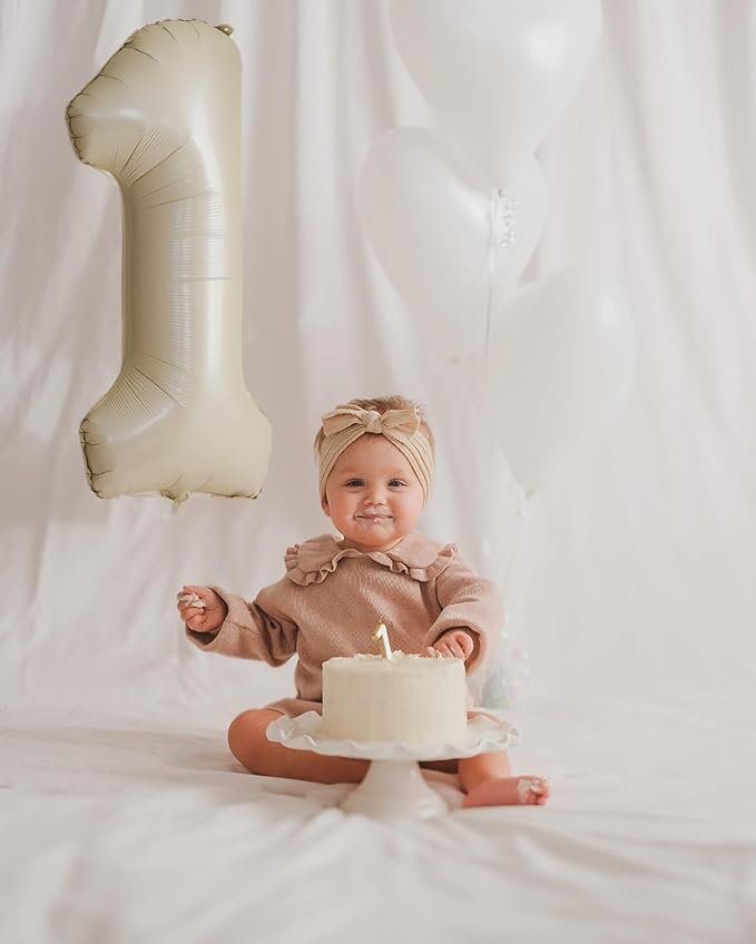 10 Balloon Number, Cream Number 10th Birthday Balloons 40 Inch, 10 Years Old Cream Birthday Decorations for Boys Girls, 10th Anniversary Decorations