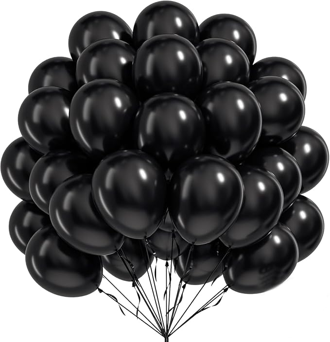 Black Balloons 50 pcs 12 Inch Matte Black Latex Balloons for Wedding Bridal Engagement Baby Shower Gender Reveal Easter Anniversary Birthday Christmas Party Decorations