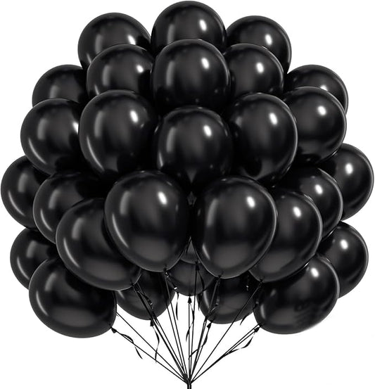 Black Balloons 50 pcs 12 Inch Matte Black Latex Balloons for Wedding Bridal Engagement Baby Shower Gender Reveal Easter Anniversary Birthday Christmas Party Decorations