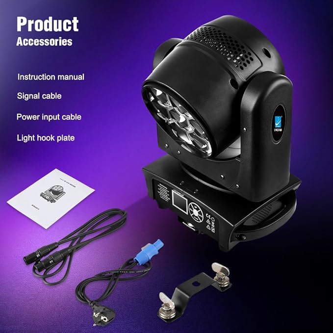 Big Dipper 7x40W LED Point Control Moving Head Light, 4-in-1 Bee Eye RGBW DJ Light for Party, Stage Lighting with Sound Activated/Auto/DMX512 Control, Spotlight Uplight for Events Church Disco(2)