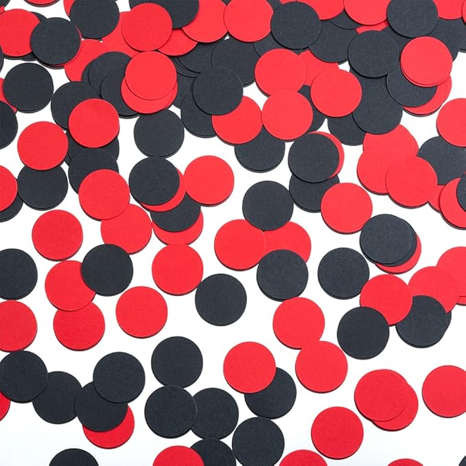 Black and Red Confetti Table Decoration for Graduation Birthday Halloween Casino Bachelor Bachelorette Theme Party,1.2 inch in Diameter,200 Counts