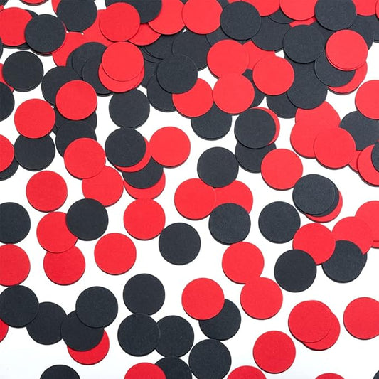 Black and Red Confetti Table Decoration for Graduation Birthday Halloween Casino Bachelor Bachelorette Theme Party,1.2 inch in Diameter,200 Counts