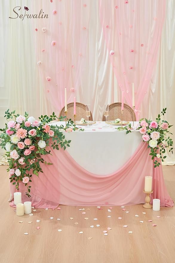 Serwalin Artificial Silk Flowers Abby Pink, Fake Flowers Stems for DIY Wedding Bouquets, Baby Shower Centerpieces, Cake Decor, Birthday Party & Home Decor