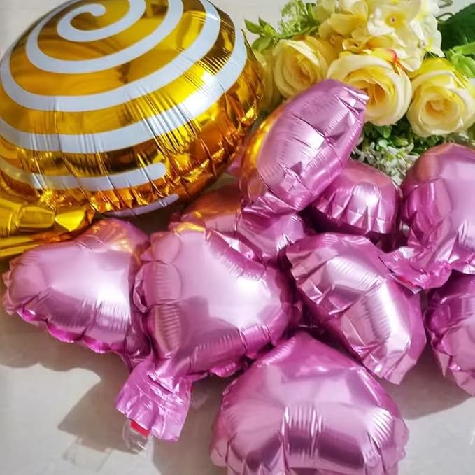 20 Assorted Color Heart Shaped Balloons 5 Inches 10 Kinds of Rainbow Party Foil Balloons, Foil Balloons for Party Decoration, Birthday Party Supplies or Wedding Ceremony