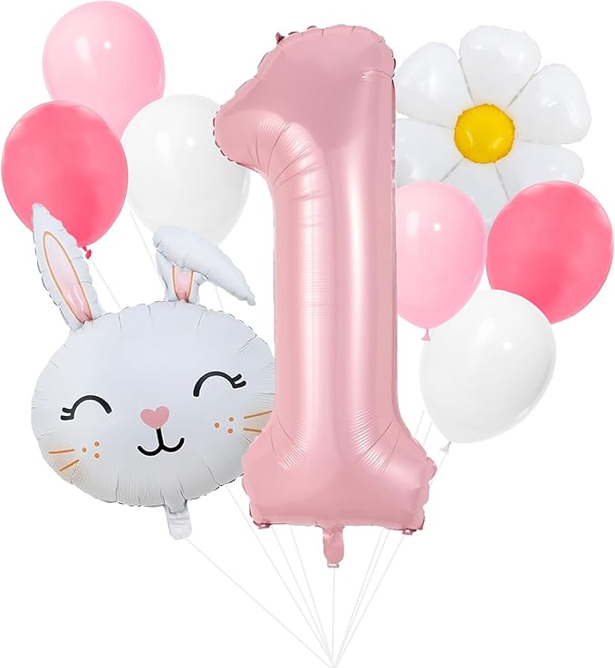 100% LIKED-Some Bunny Is One, Easter Themed 1st Birthday Party Decorations, Happy Birthday Banner, Easter Rabbit Themed Baby Girls First Birthday Supplies, Bunny Deco (1st)
