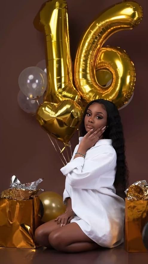 Gold Number 9 Balloon 40 Inch, 9th Birthday Party Decorations for Children, Giant 9 Foil Balloon for Party Supplies