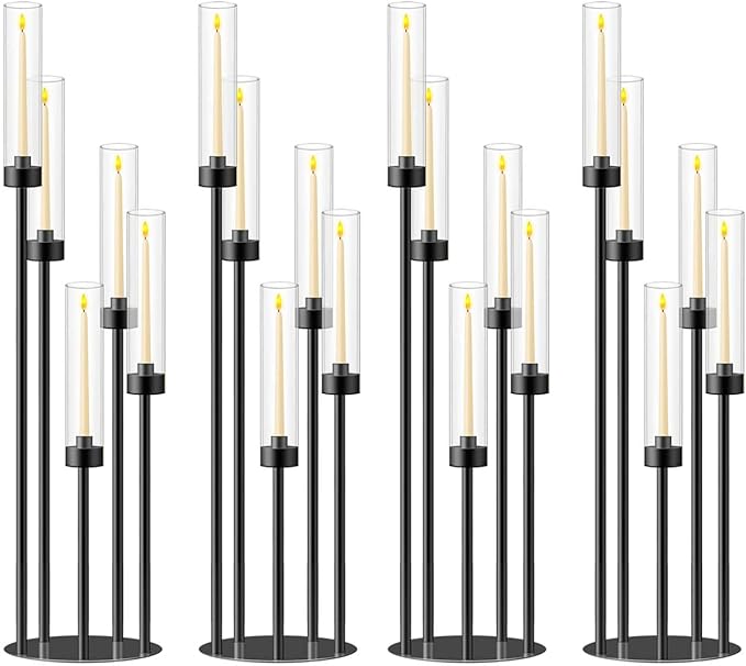 35inch 4pcs Black Candelabra Centerpieces for Tables 5 Arms Wedding centerpieces for Decorations