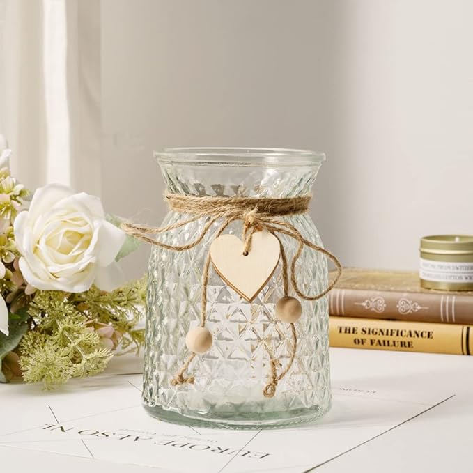 YJ Fake Flowers with Vase, Artificial Flowers Silk Roses Flower Bouquet in Vase, Faux Flower Arrangements,Farmhouse Table Decor,Table Decorations for Living Room,Coffee Table Decor(Pink)