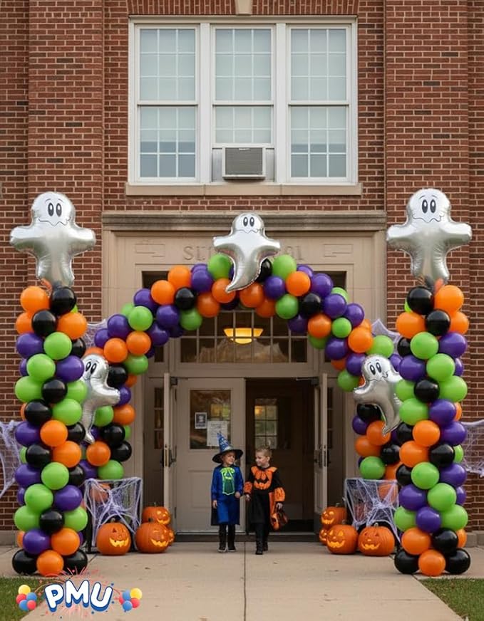 PMU 10 Pc Halloween Flying Ghost 24 Inch Mylar-Foil Balloon