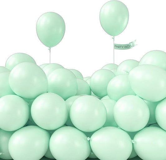 PartyWoo Pastel Green Balloons 50 pcs 5 Inch Small Mini Light Mint Green Latex Balloons for Birthday Baby Shower Gender Reveal Wedding Anniversary Graduation Party Decorations Green-Q06