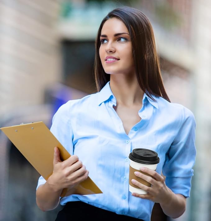 Ginkgo 100 Pack 12 oz Disposable Thickened Paper Coffee Cups with Lids and Sleeves, To Go Hot Coffee Cups, Hot Chocolate, Cocoa and Coffee Bar Supplies