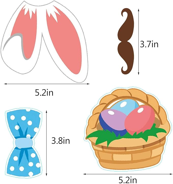 29Pcs DIY Photo Booth Props Kit - Attached Sticks Easter Props for Party Supply with Hat, Glasses, Lips, Mustaches & More Decoration Accessories