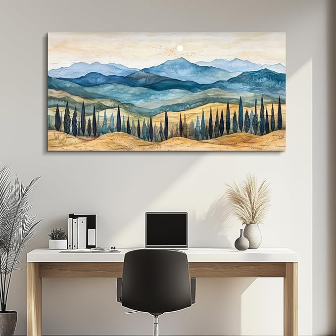 ZUITINGHUA Large Wall Decor For Living Room Canvas Wall Art For Office Modern Wall Decorations For Bedroom Mountains Landscape Painting Abstract Pictures Artwork Room Home Decor 24x48 In