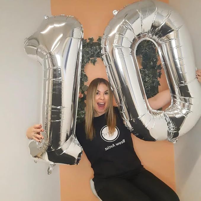 10 Balloon Number, Silver Number 10th Birthday Balloons 40 Inch, 10 Years Old Silver Birthday Decorations for Boys Girls, 10th Anniversary Decorations