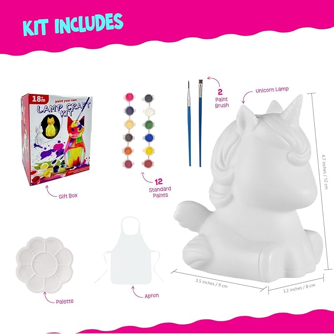 Paint Your Own Lamp - DIY Painting Kit, Painting Kit Arts & Crafts for Kids Ages 8-12, Art Supplies Birthday Easter Party Holiday Gift (Pony)