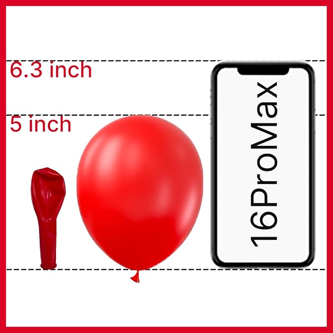 PartyWoo Red Balloons 100pcs 5 Inch Small Mini Matte Red Latex Balloons for Birthday Graduation Bachelorette Citizenship Anniversary Strawberry Cherry Casino Movie Theme Party Decorations Red-Y57