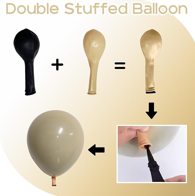 Brown Gold Balloons, 12 inch Double Stuffed Brown Gold and Cream Beige Balloons for Neutral Baby Shower Boho Wedding Birthday Party Decorations