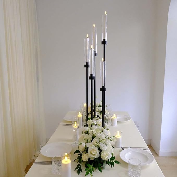 42.5inch 10pcs Black Candelabra Centerpieces for Tables 5 Arms Wedding centerpieces for Decorations