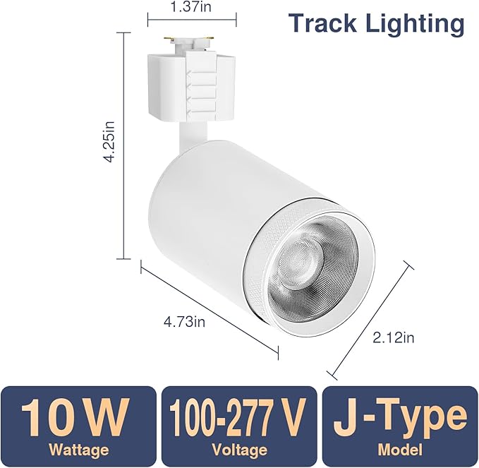 10W LED Black Track Lighting Heads, J Type Track Lighting Rail Ceiling Spotlight for Accent Task Wall Art Exhibition Lighting, and Wall Art Display Illumination 3000K-5700K, CRI90+ (6-Pack