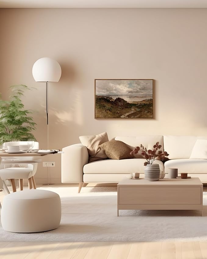 InSimSea Framed Canvas Wall Art Vintage Decor, Seaside Path Wilderness Landscape Paintings Artwork, Large Prints, Vintage Hanging Wall Decorations for Living Room Bedroom Bathroom, 20"x30"