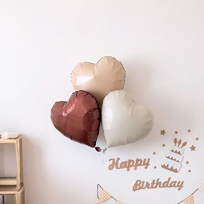 Retro Apricot Heart Balloons, 12Pcs 18 Inch Nude Caramel Helium Love Heart Shaped Neutral Balloons for Engagement Bridal Wedding Anniversary Birthday Party Baby Shower Valentines Day Decorations