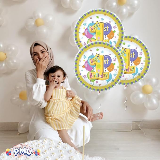PMU Happy 1st Birthday 18 Inch Mylar-Foil Balloon Pkg/10