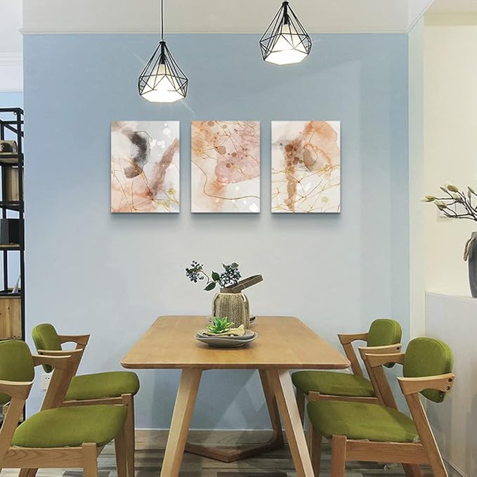 MHARTK66 Boho Wall Decor Living Room Canvas Wall Art for Bedroom Minimalist Abstract Ink Wall Paintings Large Size Wall Decorations for Office Dormitory Wall Pictures Framed Home Decoration 3 Piece