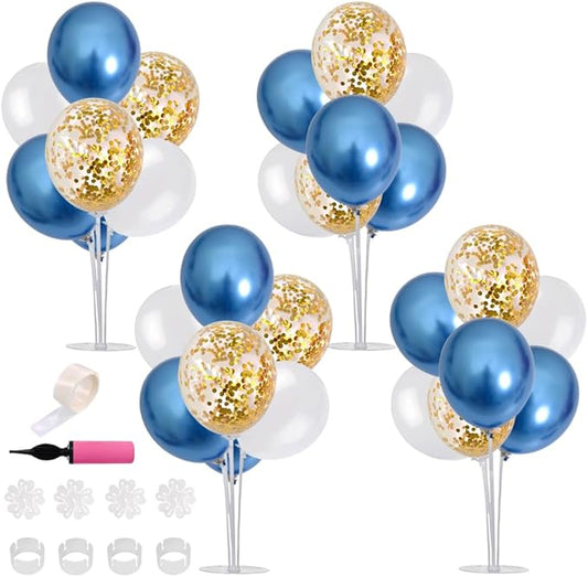 TONIFUL 4 Table Centerpiece Balloon Stand Kit Include Blue White Gold Confetti Balloons Prefect for New Year 2025, Birthday Table Decorations,Class of 2025 Graduation,Baby Shower,Party Decorations