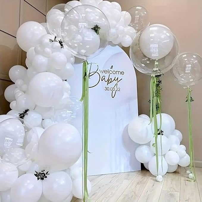 White Balloons, 12 Inch Pearl White Balloons, White Latex Balloons Silver Confetti Balloons For Balloon Garland Arch Wedding Bride To Be Party Birthday Baby Shower Decorations