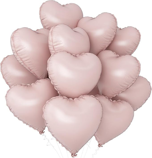 Baby Pink Heart Balloons,12Pcs Pink Heart Shaped Foil Balloons,18Inch Pastel Pink Helium Polyester Film Balloon for Baby Shower Birthday Anniversary Wedding Party Decorations