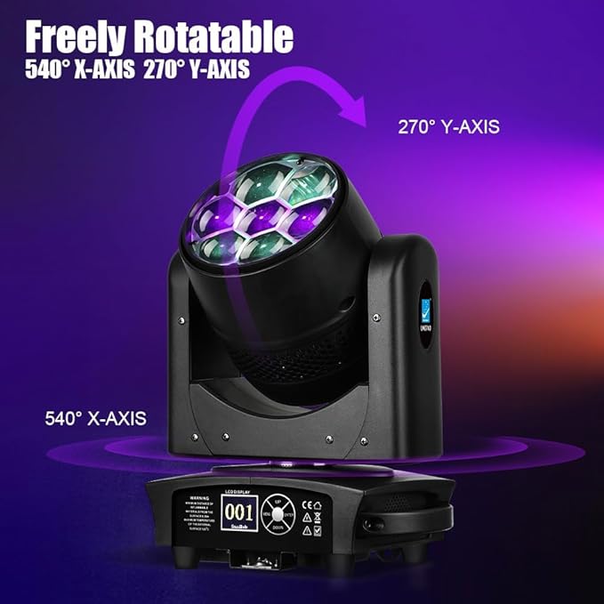 Big Dipper LM0740D 7x40w Wash Moving Head Stage Light, Professional Stage Lighting with RGBW Beam Lights LED Strobe Light for Parties and Bars