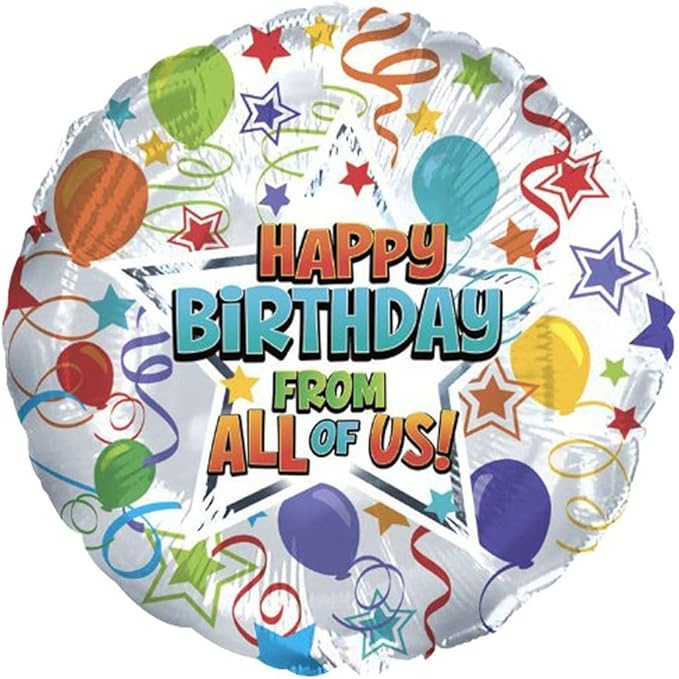 PMU Happy Birthday from All of Us 18 Inch Mylar-Foil Balloon Pkg/5