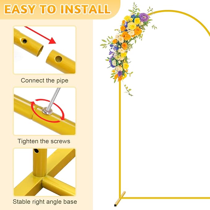 Arch Backdrop Stand and Cover Set Wedding Arch Backdrop Metal Arch Stand and Cover Set 7.2ft Arch Covers Baby Blue Backdrops Stand with Covers Gold Arch Stands for Birthday Party Decor