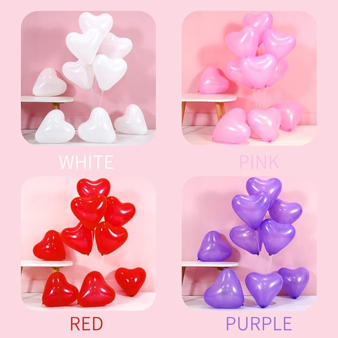 50 10-inch White Color Heart shaped Latex Balloons for Valentines Day,Propose Marriage,Wedding Party.